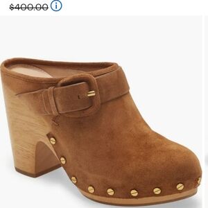 Veronica Beard Brown Mules with Gold Studs